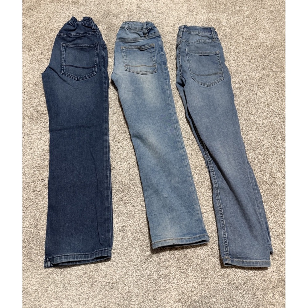 Cat & Jack Boys Jeans Lot 3 Size 10 Blue Denim Skinny, Slim, Straight